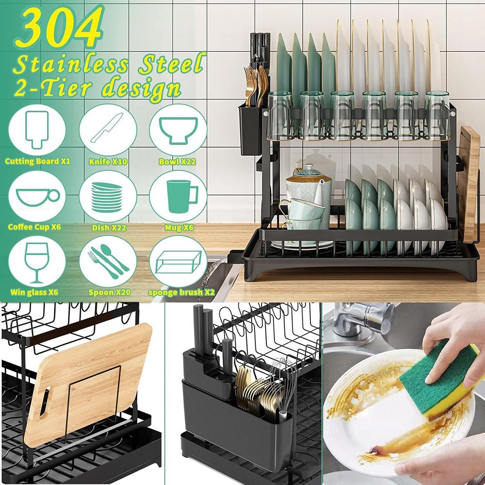 2 Tier Dish Drying Rack For Ki - Tech Accessories Organizer review and price