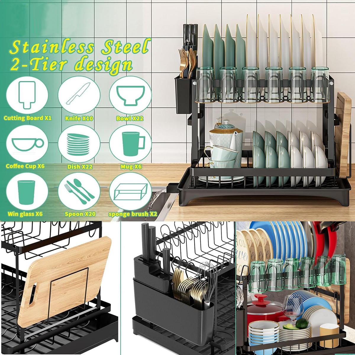2 Tier Dish Drying Rack For Ki - Tech Accessories Organizer review and price
