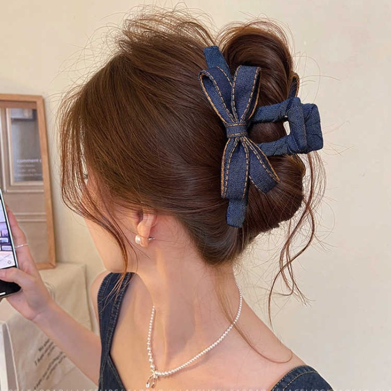 Autumn Winter Denim Bow Hair C - Hi Tech Accessories review and price