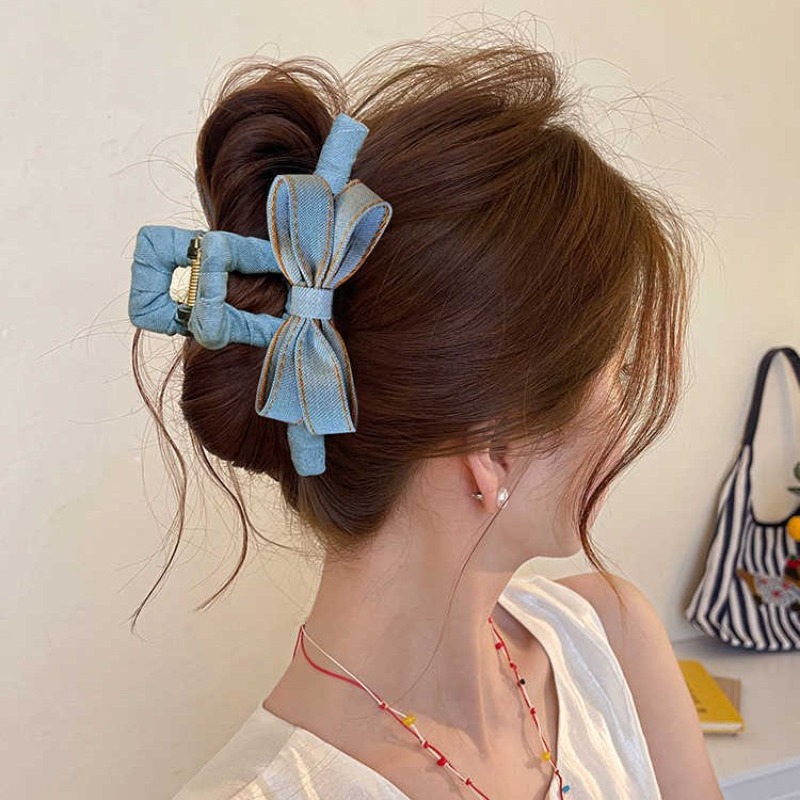 Autumn Winter Denim Bow Hair C - Hi Tech Accessories review and price